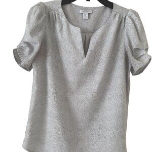 Carolina Belle White Polyester Blouse with Tiny Black Dots size XS